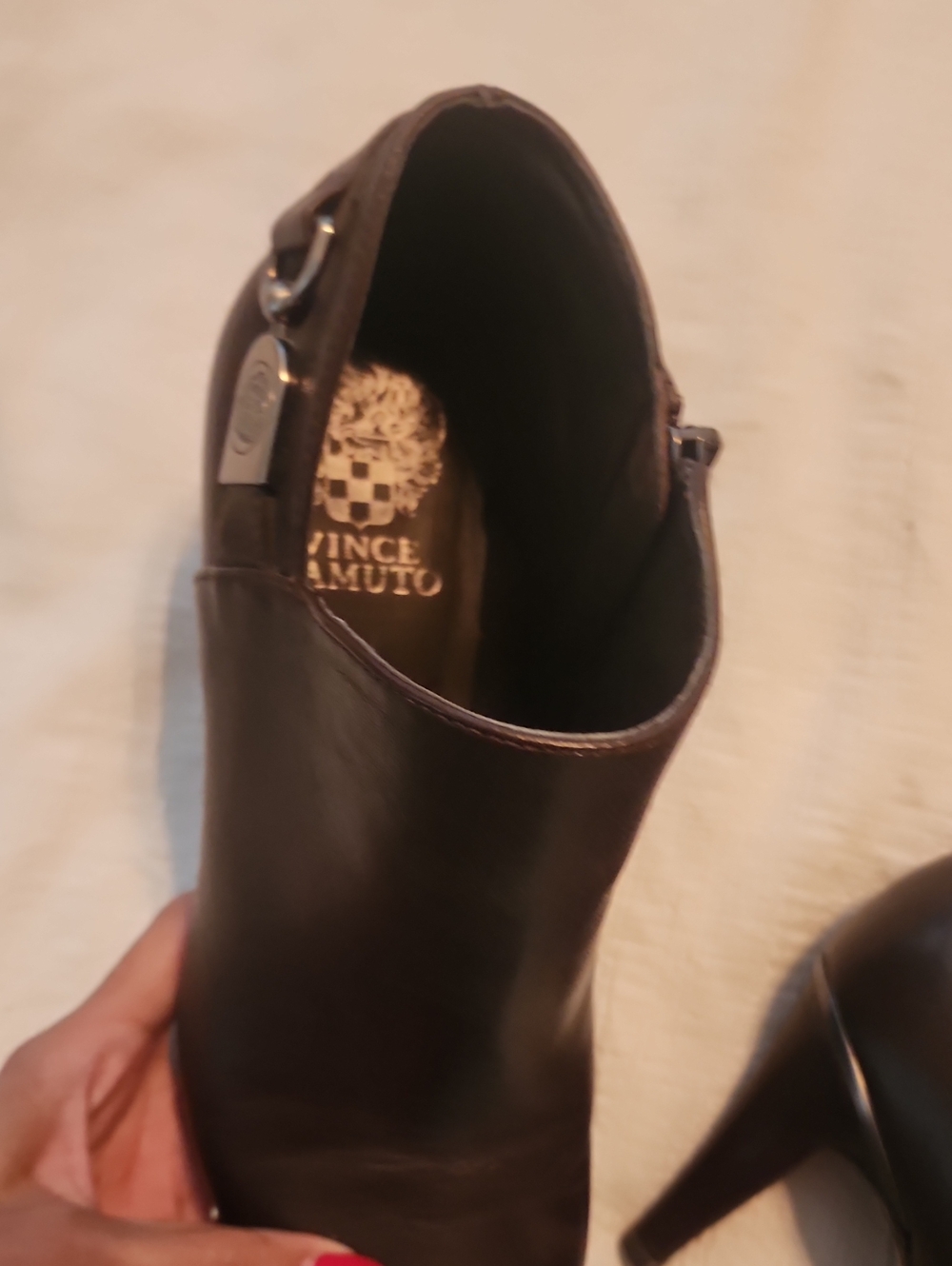 Vince Camuto Dark Brown Leather Ankle Boot with Buckle